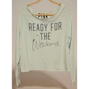 PINK Victoria's Secret Women's Large Ready For Weekend Long Sleeve Lounge Tee